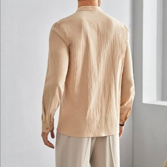 Men Solid Button Up Shirt - Picture 3 of 3